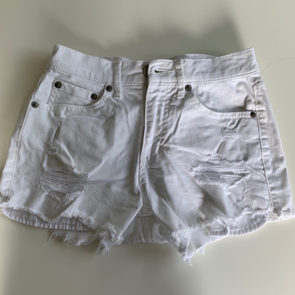 Aeropostale white ripped jean shorts